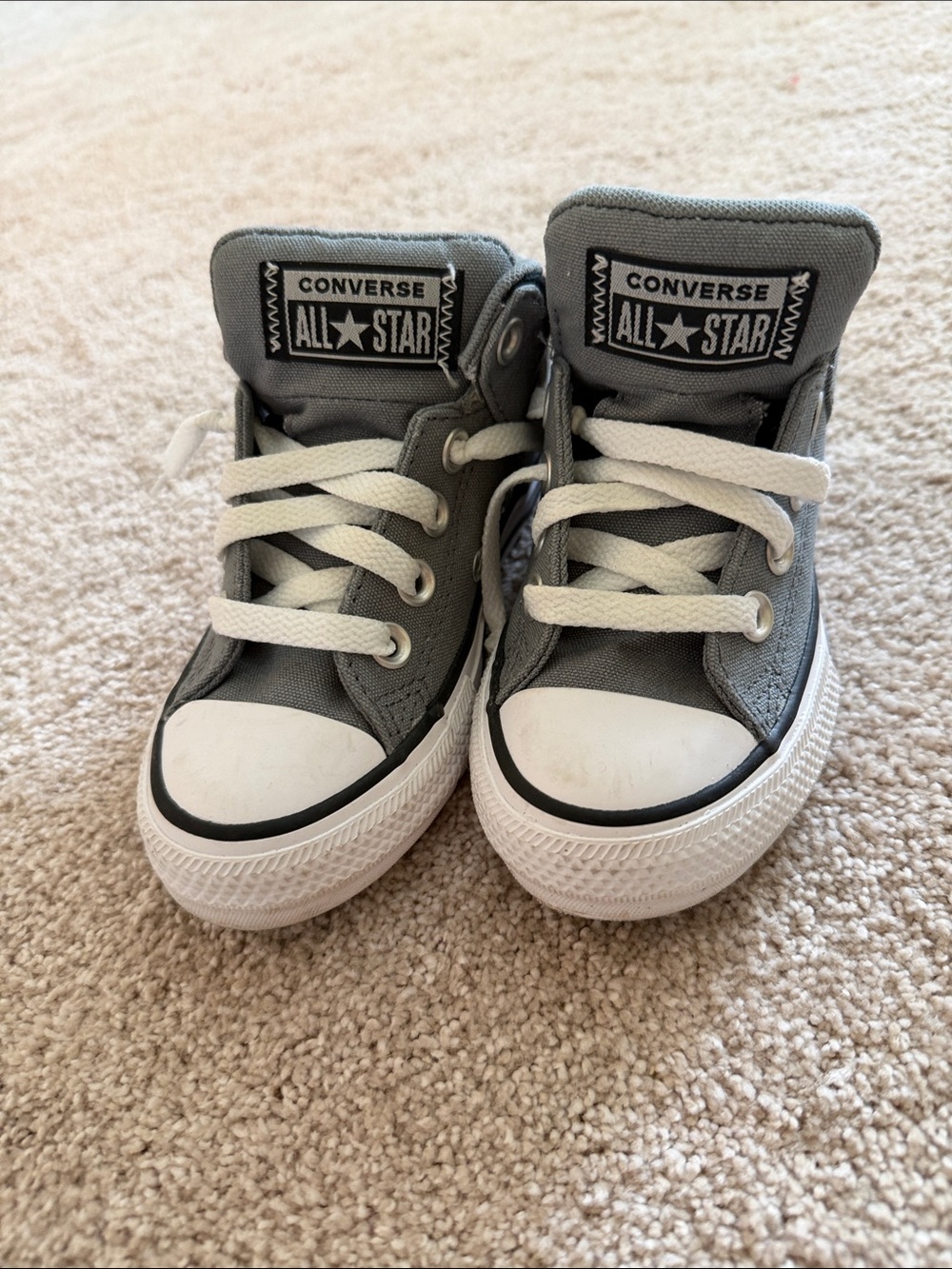 Converse Kids Gray and White High-Top Sneakers